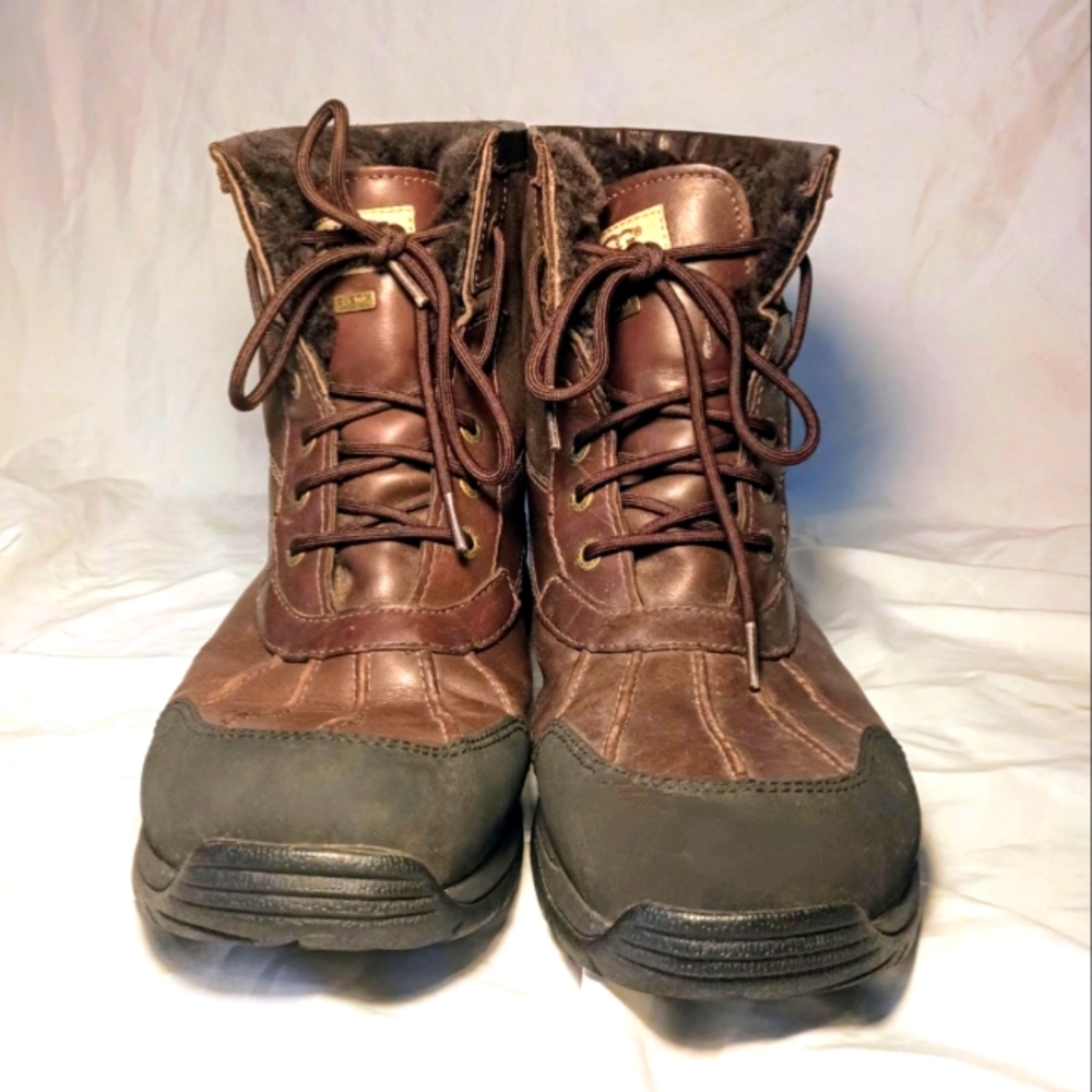 UGG Hilgard Brown Black Mens Leather Sheepskin Waterproof Boots 3017